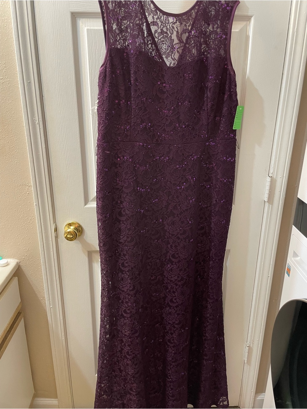 NWT Sally USA Plum Purple Lace Sequin Formal Gown Dress Maxi Plus Size 3XL